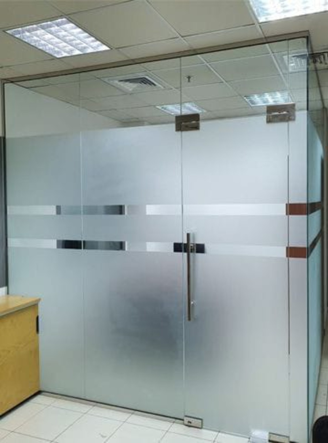 Frosted glass film partition